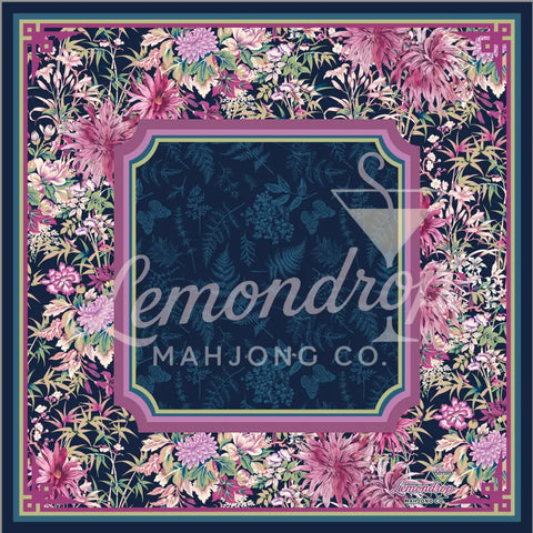 a square floral pattern with a blue background