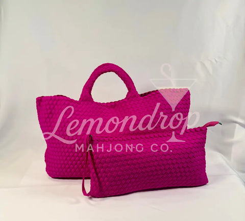 Woven Neoprene Carry All Bag and Pouch - Hot Pink - accessories